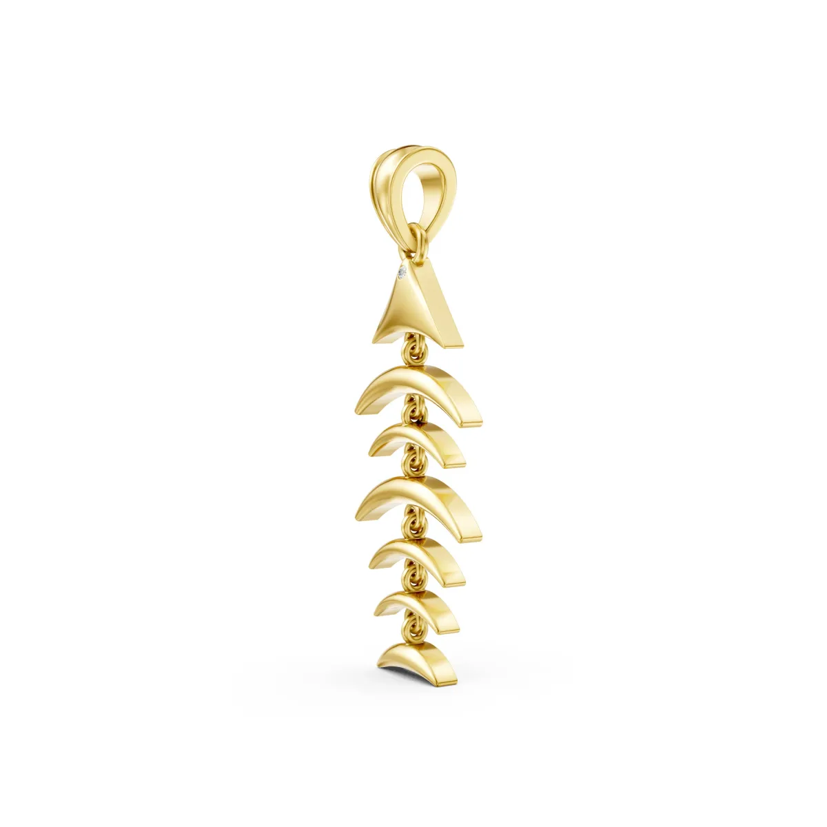 Trendy Fishbone Natural Diamond Pendant