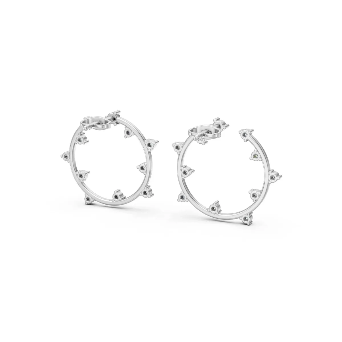 Small Natural Diamond Circle Earrings