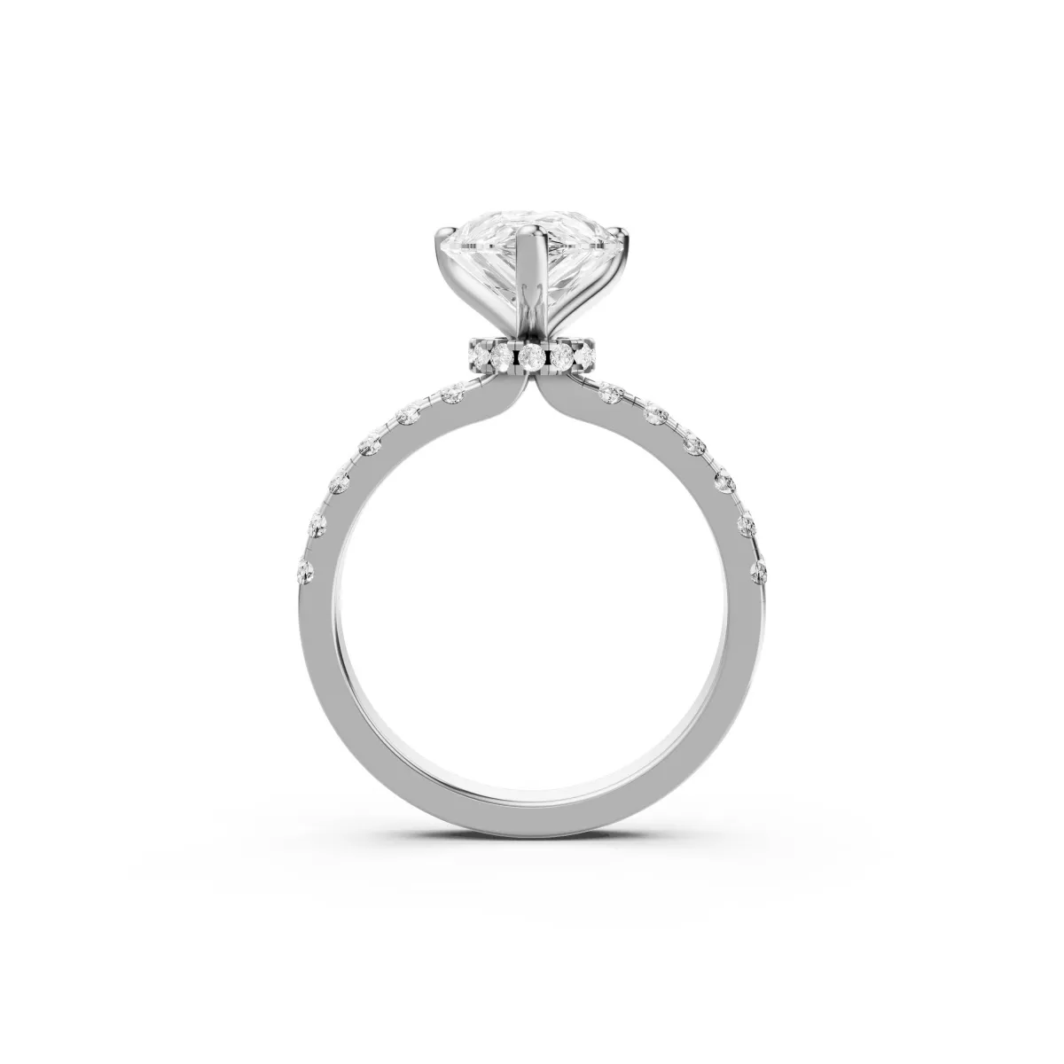 Elodie Classic Pear-Cut Engagement Ring With Round Side Stone