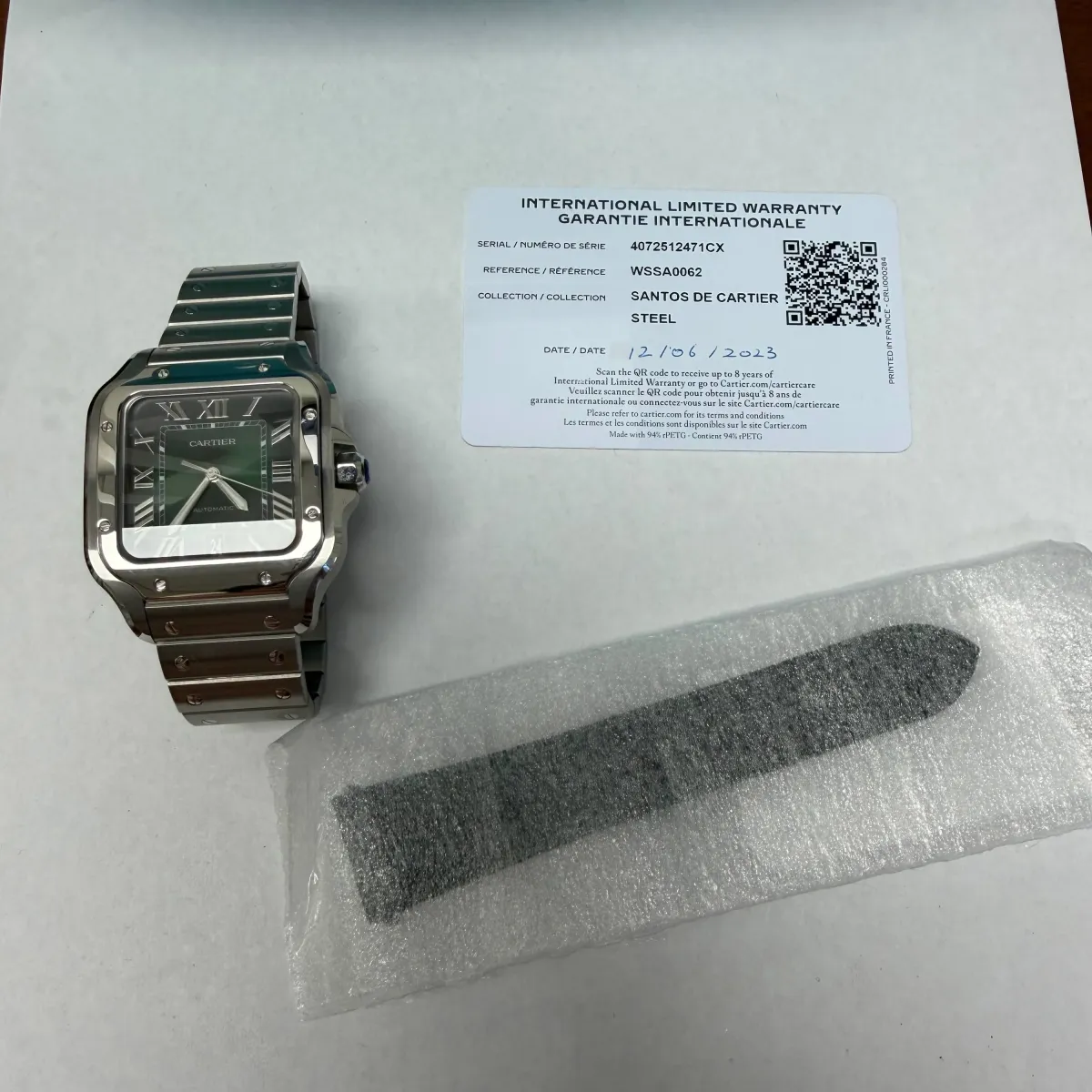 Cartier Santos De Cartier Large Green Dial On Bracelet