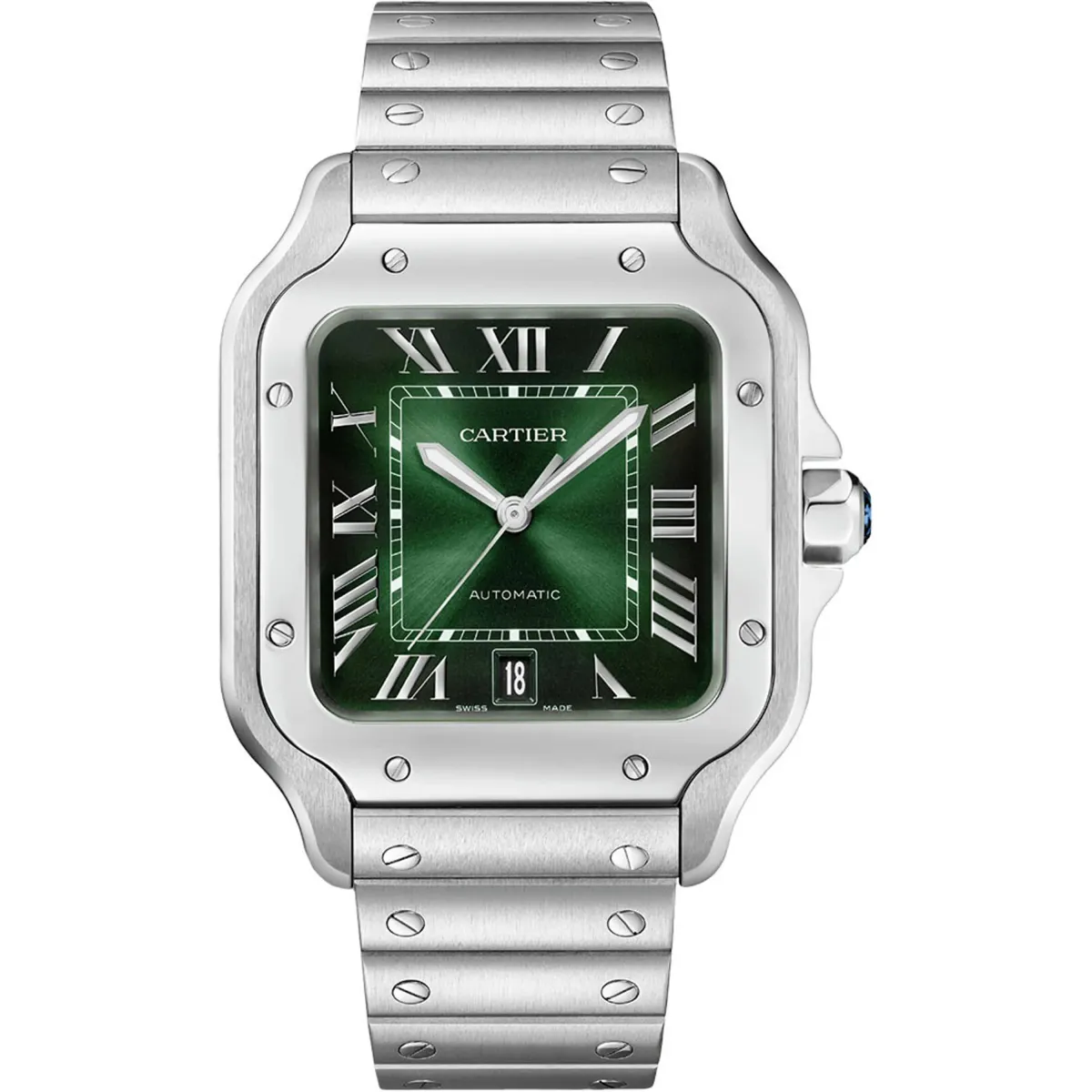 Cartier Santos De Cartier Large Green Dial On Bracelet