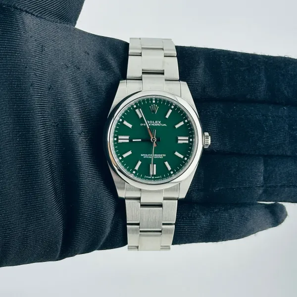 Rolex Oyster Perpetual Green Index Dial On Oyster