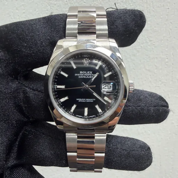 Rolex Datejust Black Index Dial On Oyster Ref 126300 With New Style Card White 2018