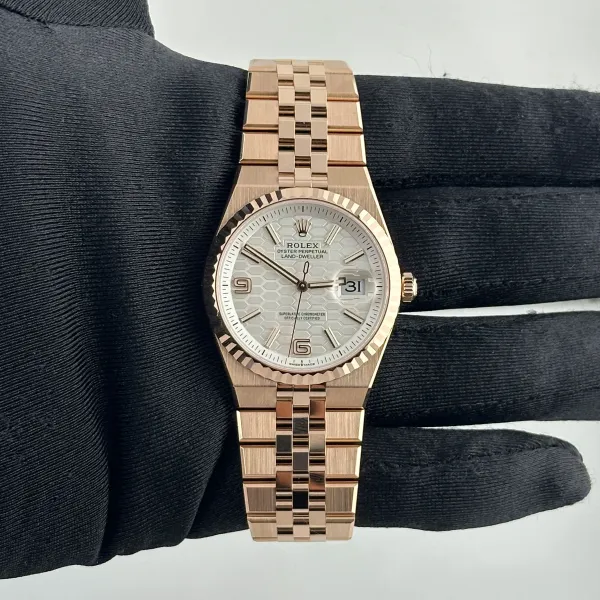 Rolex Land-Dweller White Honeycomb Dial on Flat Jubilee Ref 127235 with New Style Card Green 2025