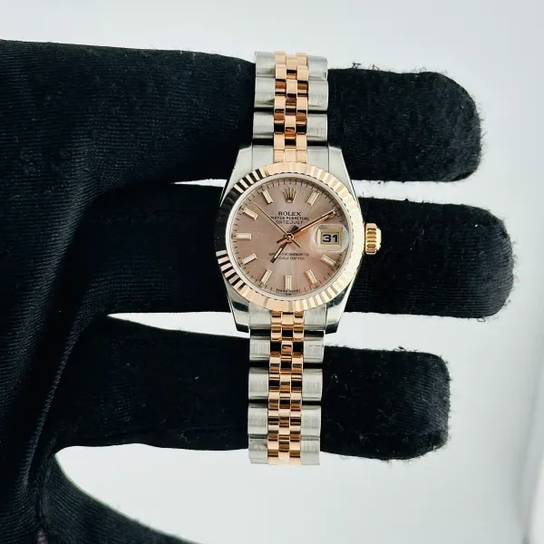 Rolex Datejust Lady Pink Stick Dial on D Link Jubilee Ref 179171 with Card Old Green 2015