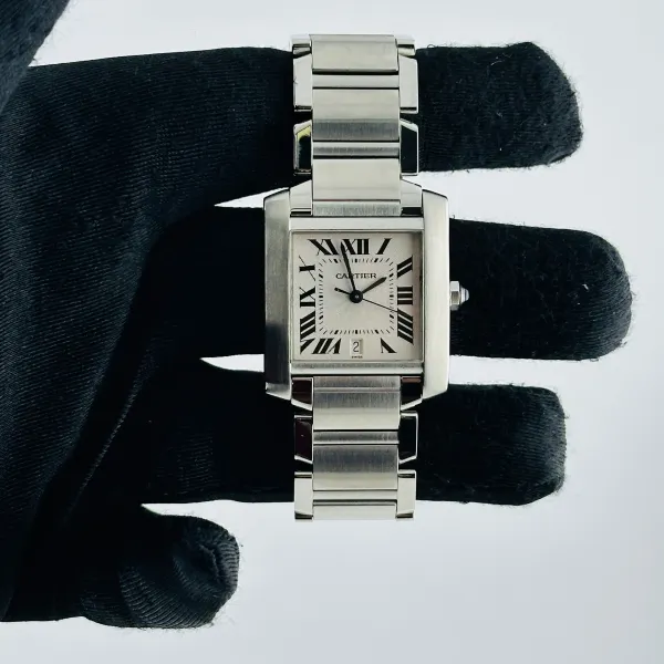 Cartier Tank Francaise Large White Roman Dial Ref 2302