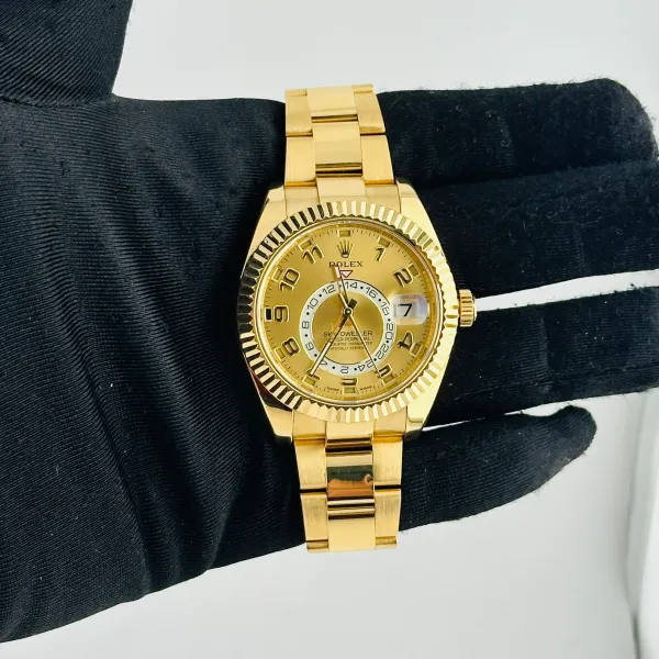 Rolex Sky Dweller Champagne Sunray Arabic Dial On Oyster