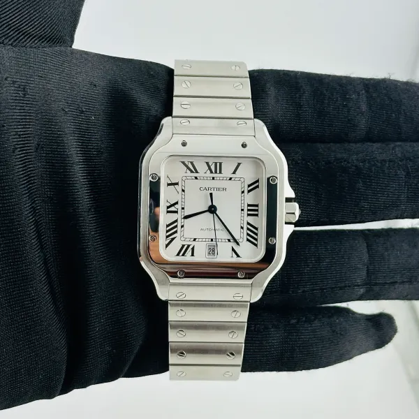 Cartier Santos Silver Roman Dial