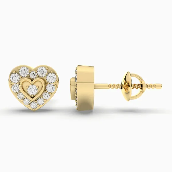 Sparkling Heart Shape Natural Diamond Stud Earrings