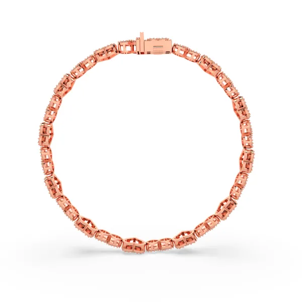 10K Rose Gold Natural Diamond Heart Bracelet