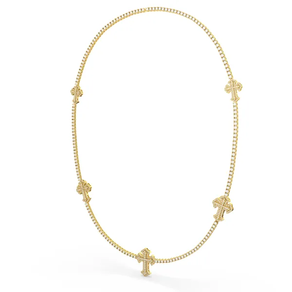 Choker Signature Cross Pattern 1.81 CT Bead Necklace