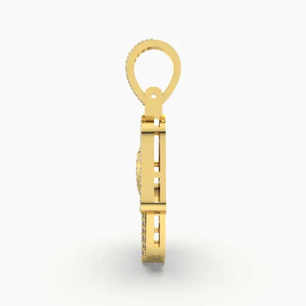 Natural Diamond Hamsa Pendant For Unisex