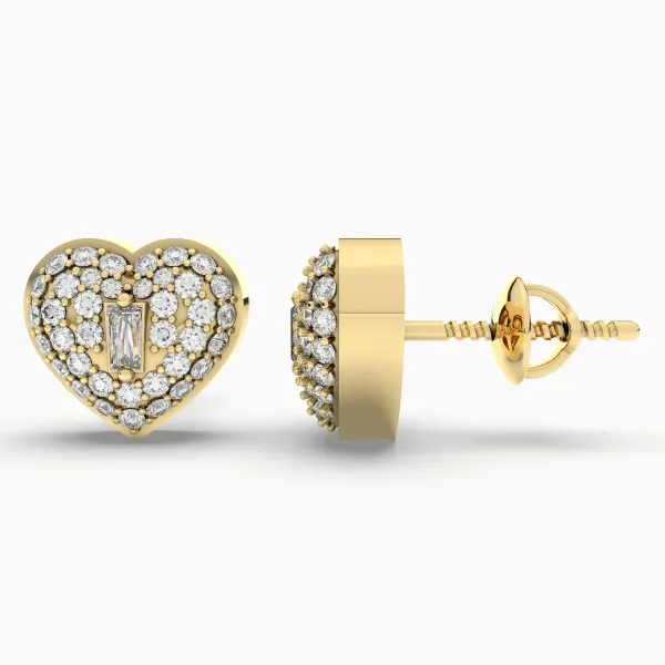 0.26 CT.T.W Heart Shape Natural Diamond Stud Earring