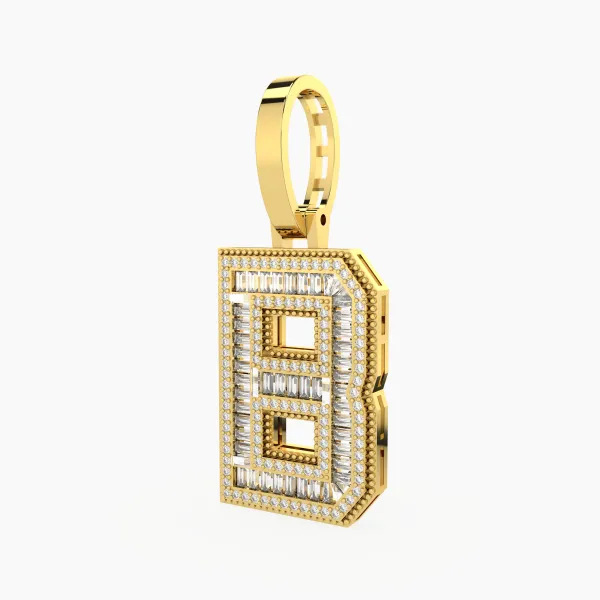 Iced-Out Baguette And Round Lab Grown Letter B Pendant
