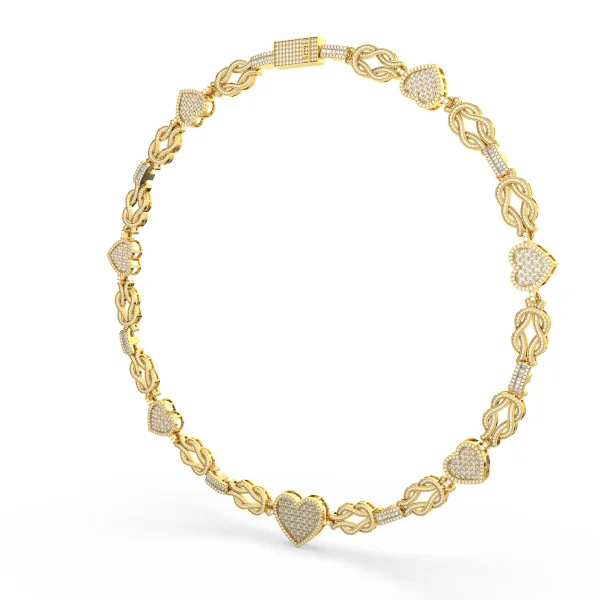 Bling Heart Cuban Link Necklace For Women