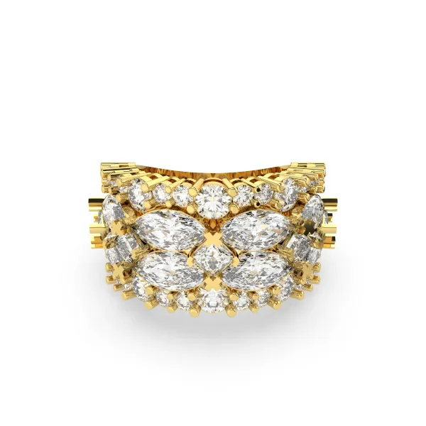 Multiple Marquise Cut And Round Brilliant Diamonds Ring