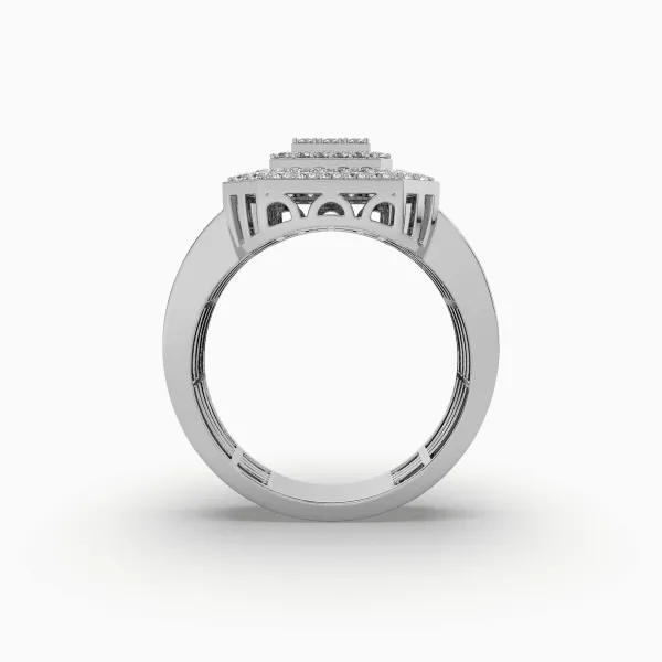 10K White Gold Natural Diamond Cluster Ring