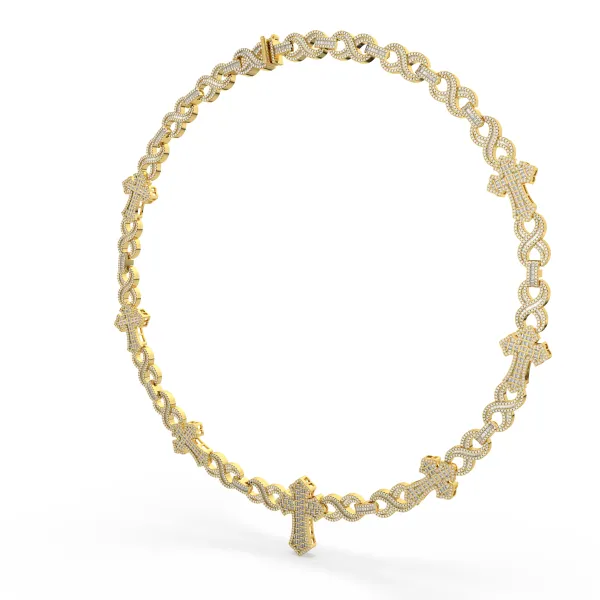 Iced-Out Infinity Cross link Necklace