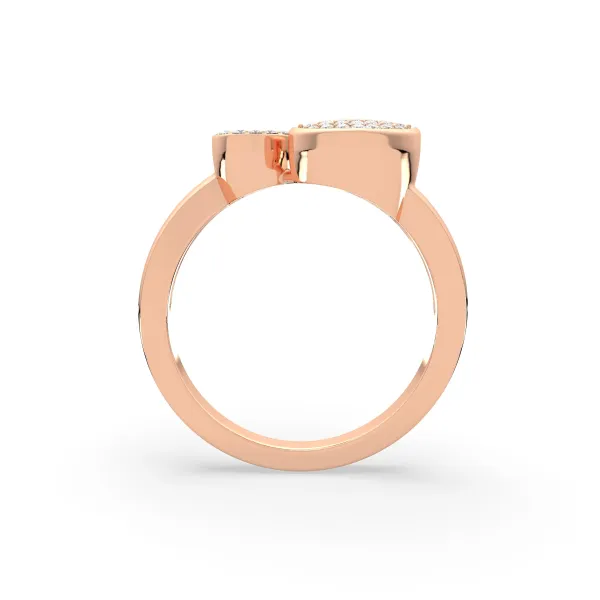 10K Rose Gold Initial Letter C Love Heart Shape Valentine Ring