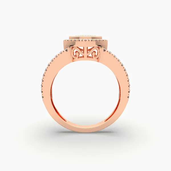 10K Rose Gold Natural Diamond Heart Shape Promise Ring