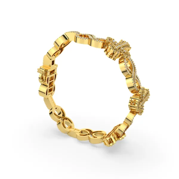 Natural Diamond Or Simulated Diamond Infinity Link And Cross Motif Bracelet