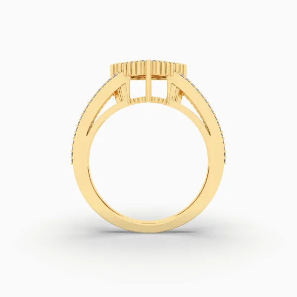 Round Natural Diamond Heart Shape Ring For Womens