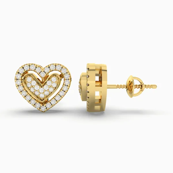 Heart Shaped Halo 0.22 CT.T.W Natural Diamond Stud Earring