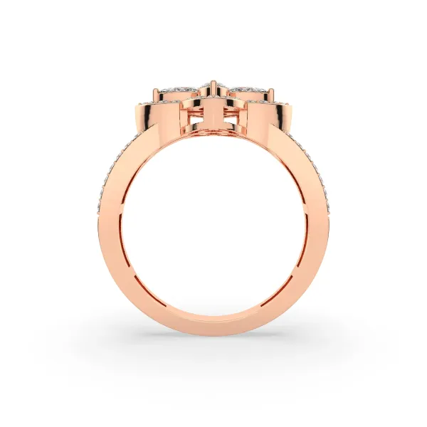 10K Rose Gold Diamond Petal Ring