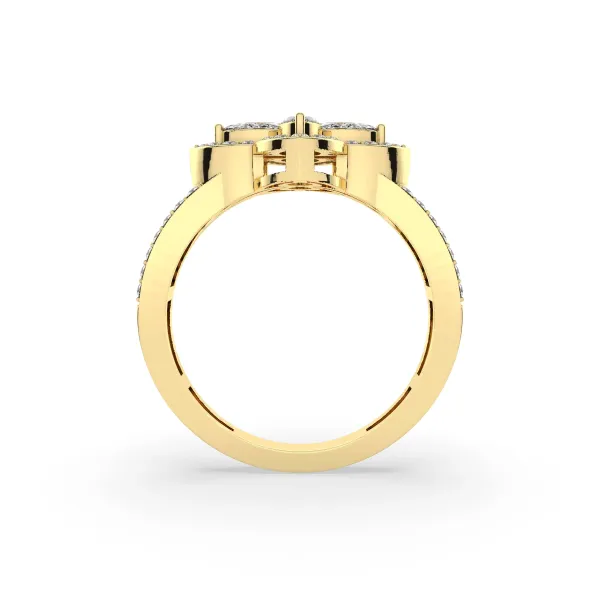 Gold Natural Diamond Petal Ring