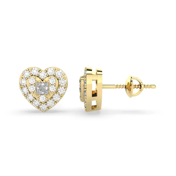 Heart Shaped 0.39 CT.T.W Natural Diamond Stud Earring For Her
