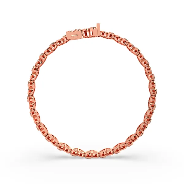 10K Rose Gold Natural Diamond Heart Bracelet Featuring Pave-Set Stones