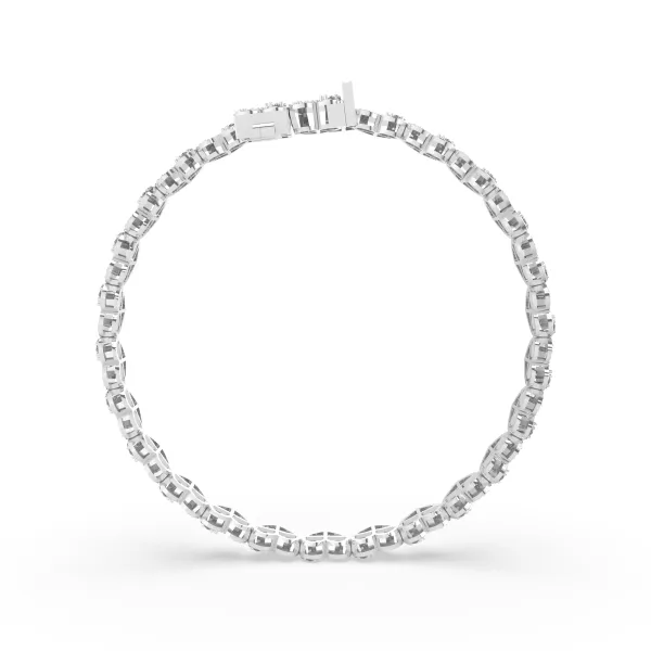 10K White Gold Natural Diamond Heart Bracelet Featuring Pave-Set Stones