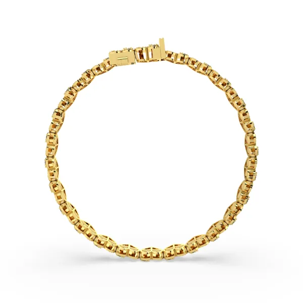 10K Yellow Gold Natural Diamond Heart Bracelet Featuring Pave-Set Stones