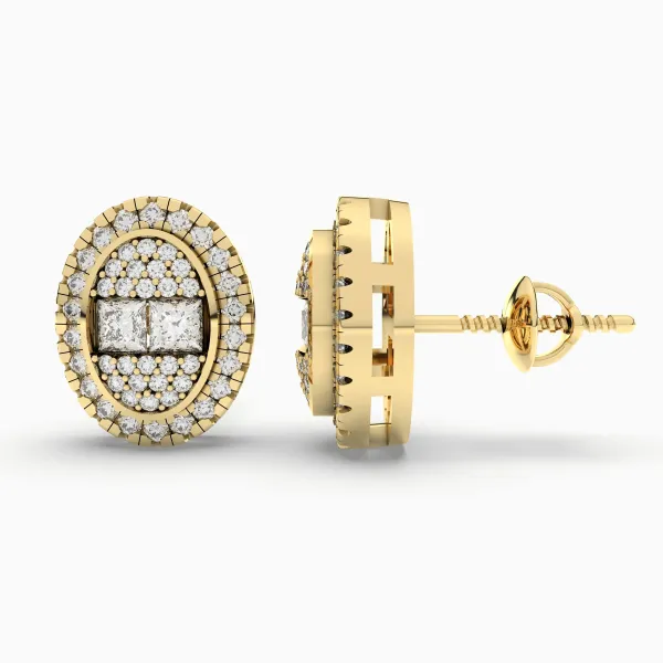 Stunning Halo Natural Diamond Stud Earring