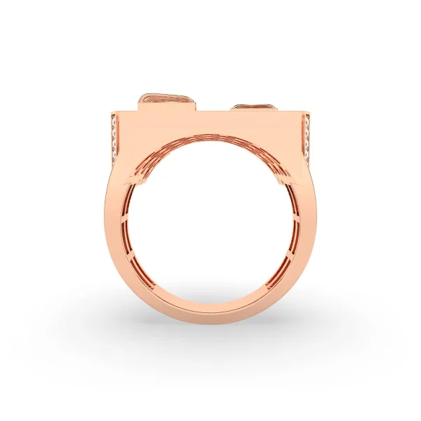 Alva 10K Rose Gold Mens Trap House 1.39 CT Natural Diamond Ring