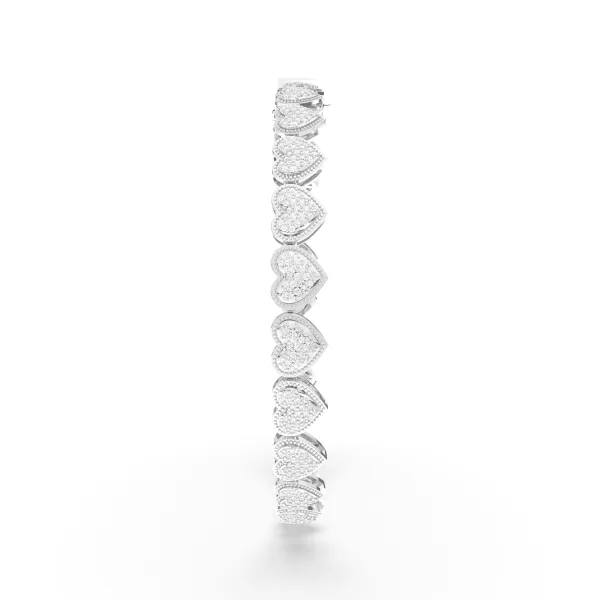 10K White Gold Sparkling Heart-Shaped Bangle Bracelet
