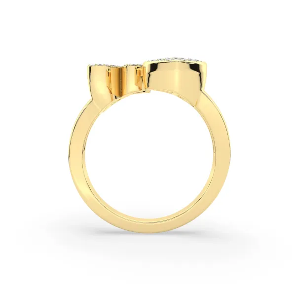 Gold Round Natural Diamond Heart Initial X Rings