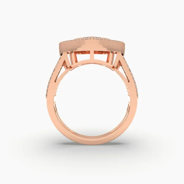 10K Rose Gold Baguette And Round Diamond Bubble Heart Ring