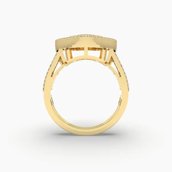 10K Yellow Gold Baguette And Round Diamond Bubble Heart Ring