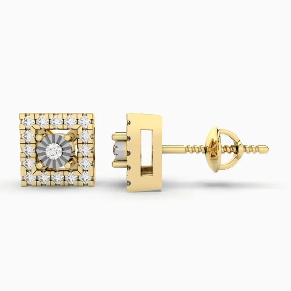 Square Shaped 0.15 CT.T.W Natural Diamond Stud Earring