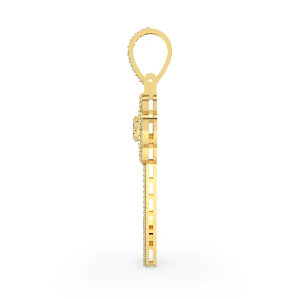 Crown Key Natural Diamond Pendant