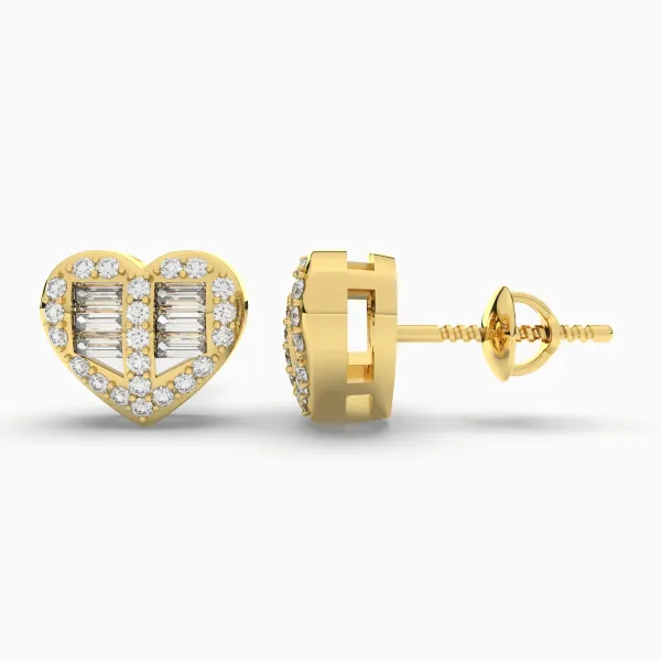 Heart Shaped Natural Diamond Stud Earrings 0.29 CT Sparkling Design