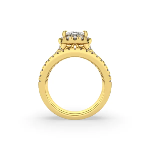 Oval Center Lab Grown Diamond With Three-Layer Halo Engagement Ring