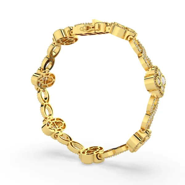 Women'S Natural Diamond Clover Link Bracelet