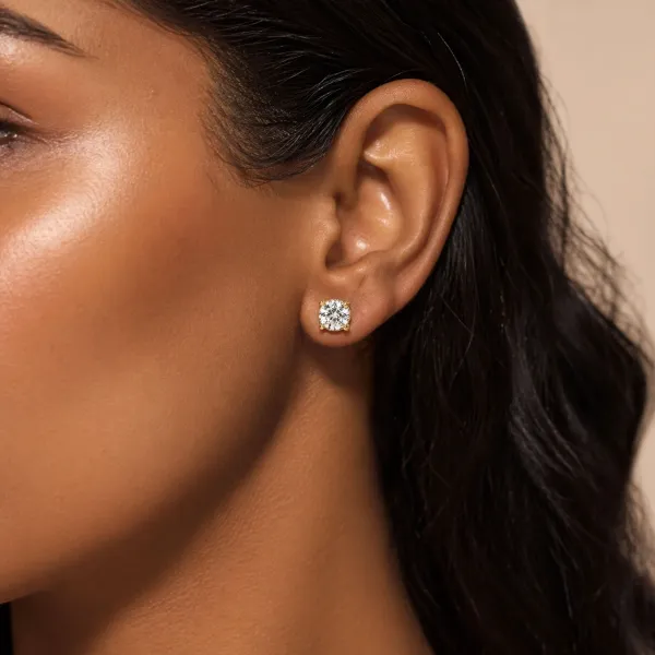 10K Yellow Gold Constella Round Cut Stud Earrings