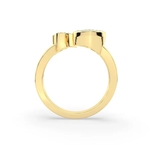 Gold Round Natural Diamond Heart Initial Y Rings