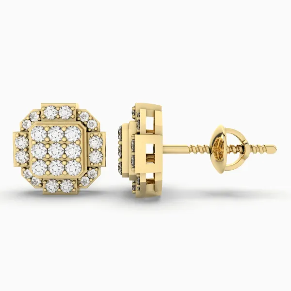 Baguette Shape Natural Diamonds Stud Earrings