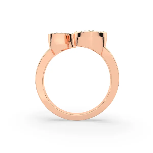 10K Rose Gold Round Diamond Heart Initial O Rings