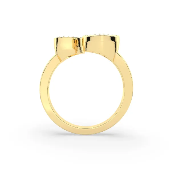 Gold Round Natural Diamond Heart Initial O Rings