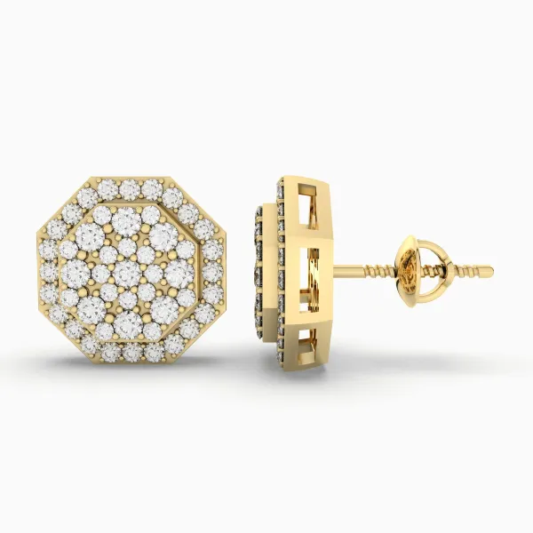 Lustrous Hexa Pattern Natural Diamond Earrings